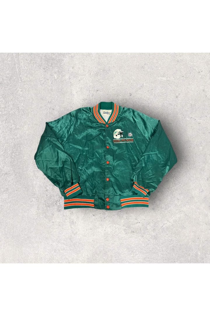 Vintage Miami Dolphins Chalk Line Satin Bomber Jacket- L