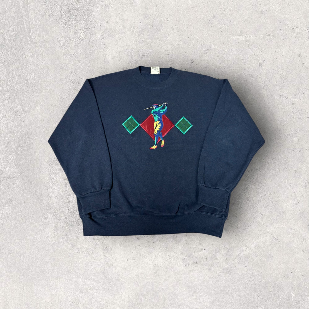 Vintage Nutmeg Mills Embroidered Golf Crewneck- L