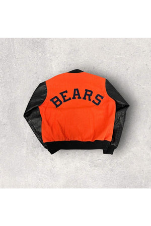 Vintage Locker Line Chicago Bears Wool Leather Button Snap Bomber Jacket- L