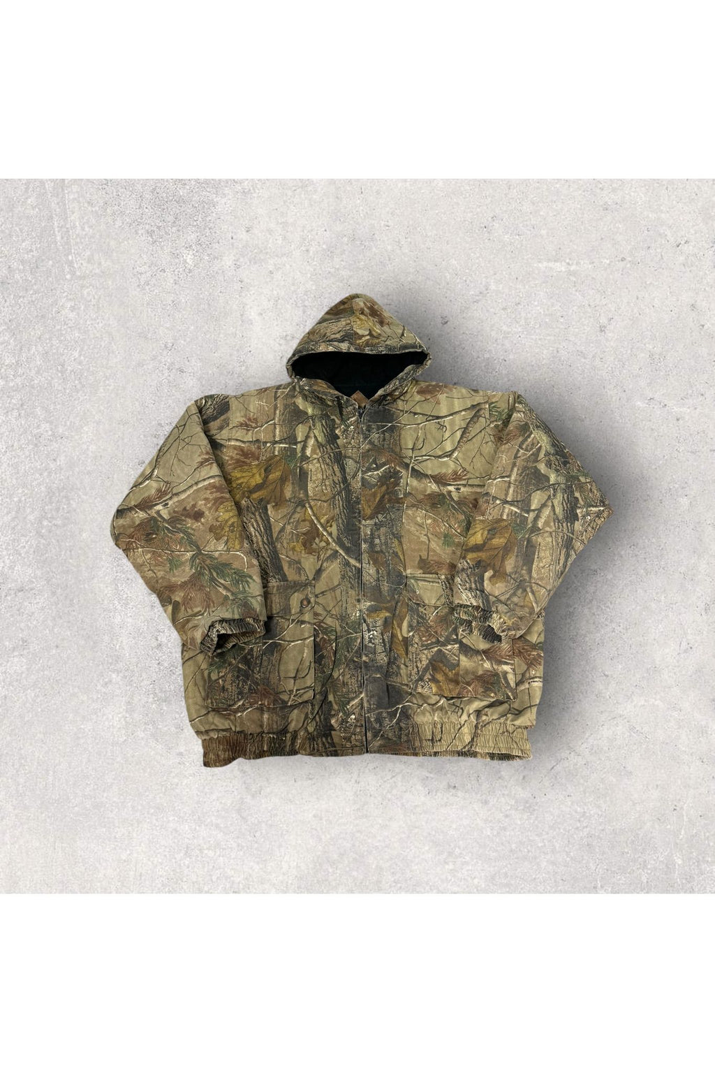 Vintage Real Workwear Real Tree Camo Hooded Workwear Jacket- XXL