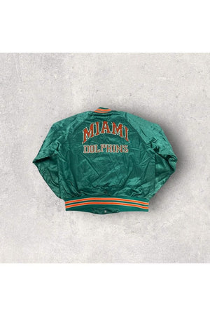 Vintage Miami Dolphins Chalk Line Satin Bomber Jacket- L