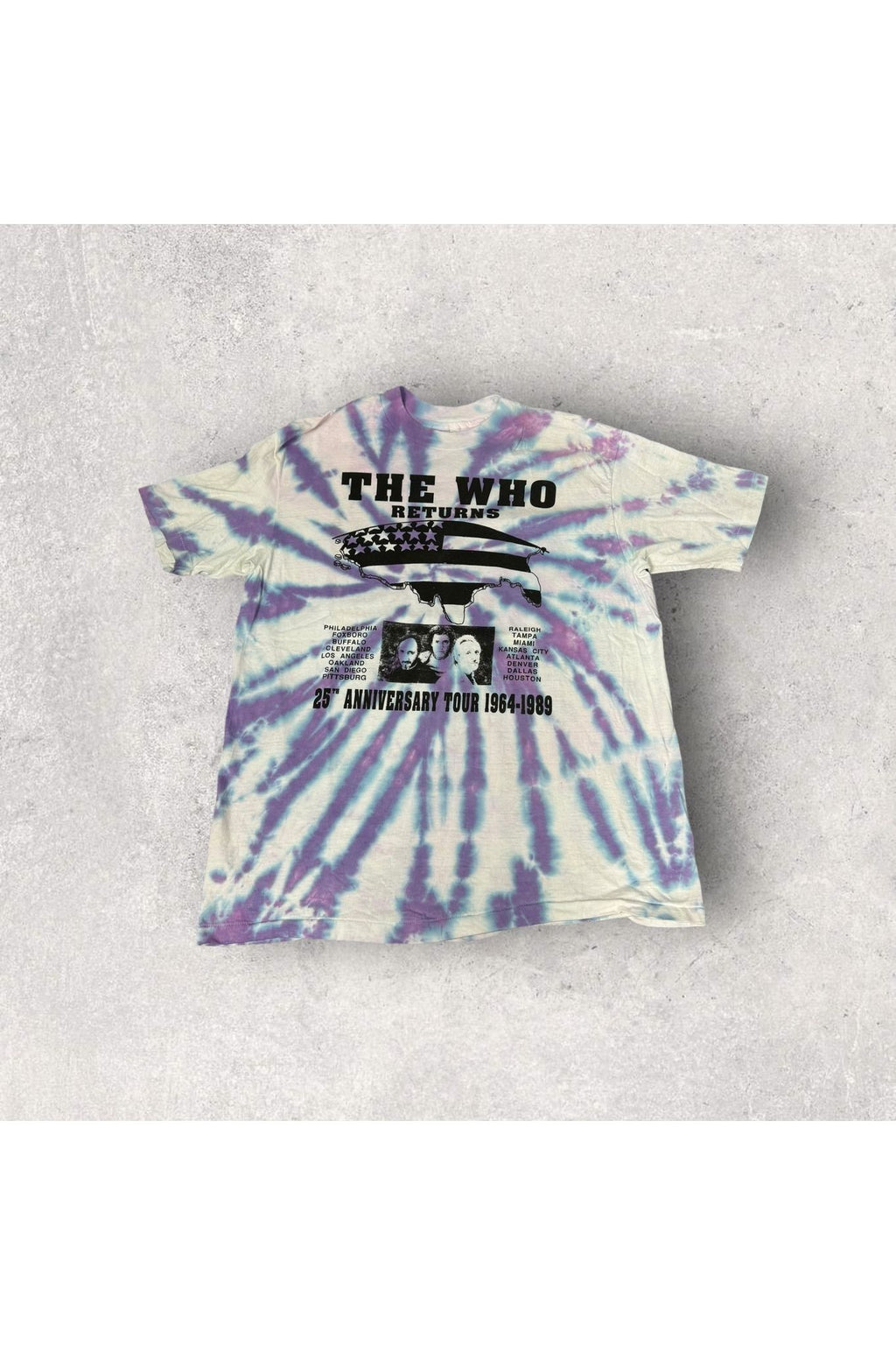 Vintage The Who Returns 1989 Reunion Tour Tie-Dye Tee- XL