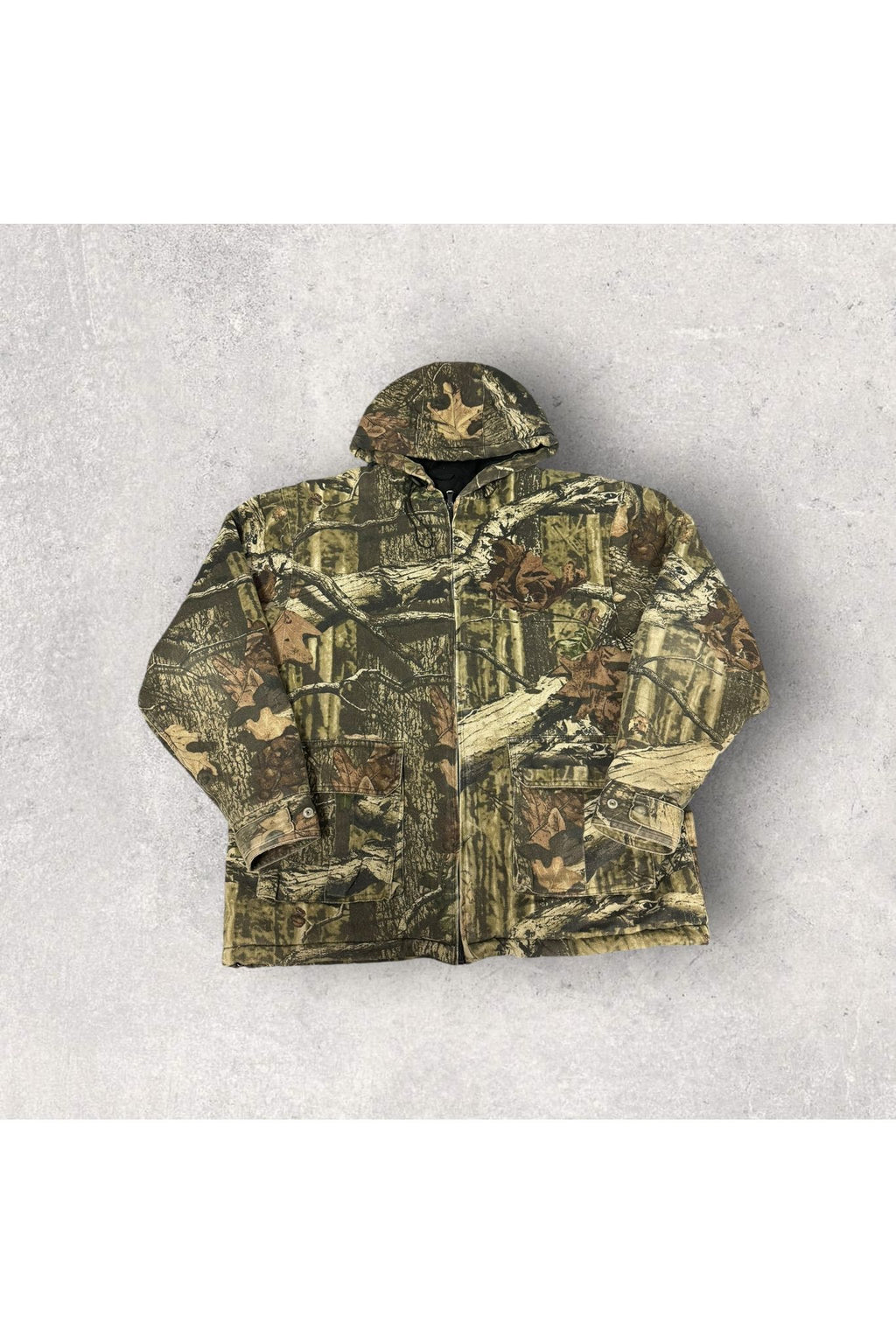 Break Up Infinity Mossy Oak Real Tree Camo Quilt Lined Hooded Jacket- M