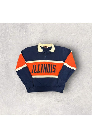 Vintage 80s Nutmeg Mills Made University of Illinois Collared Sweatshirt- L