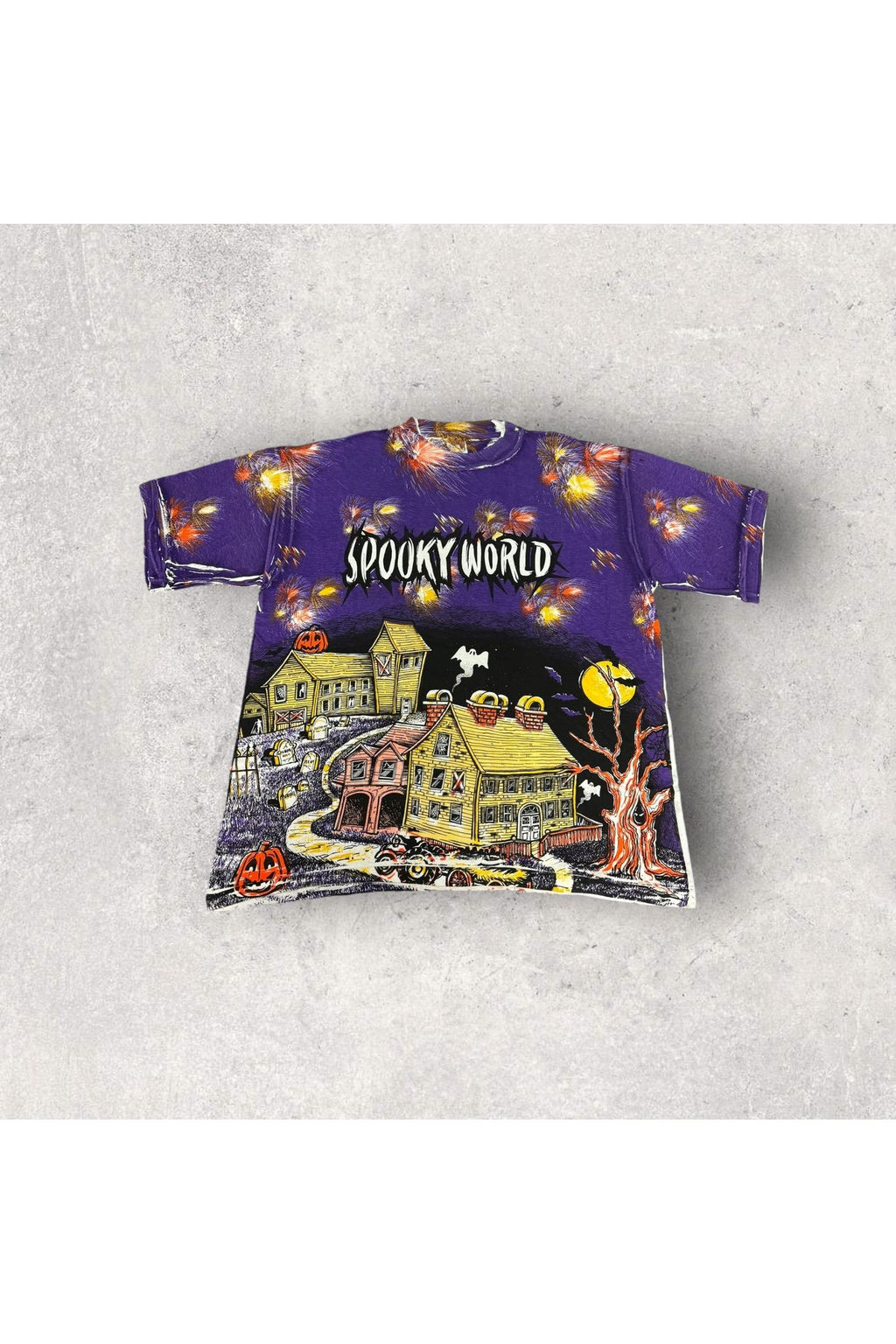 Vintage Single Stitch Spooky World Halloween All Over Print Tee- XL