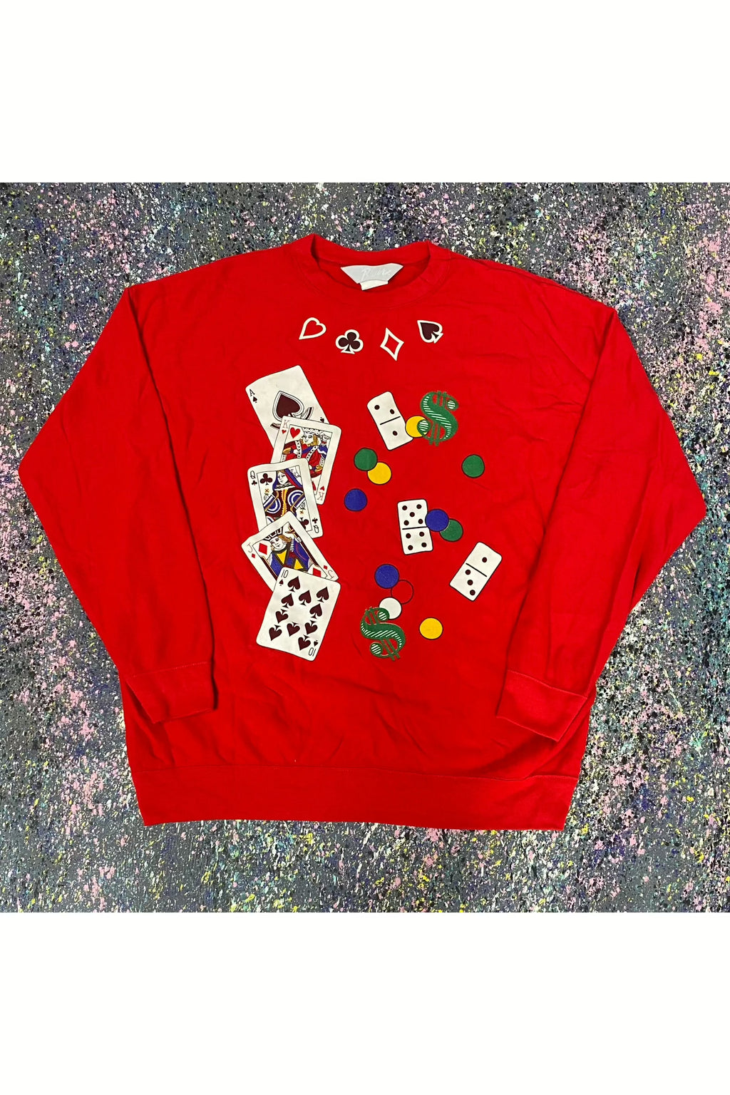 Vintage Blair Made In USA Gambling/Casino Crewneck- XL