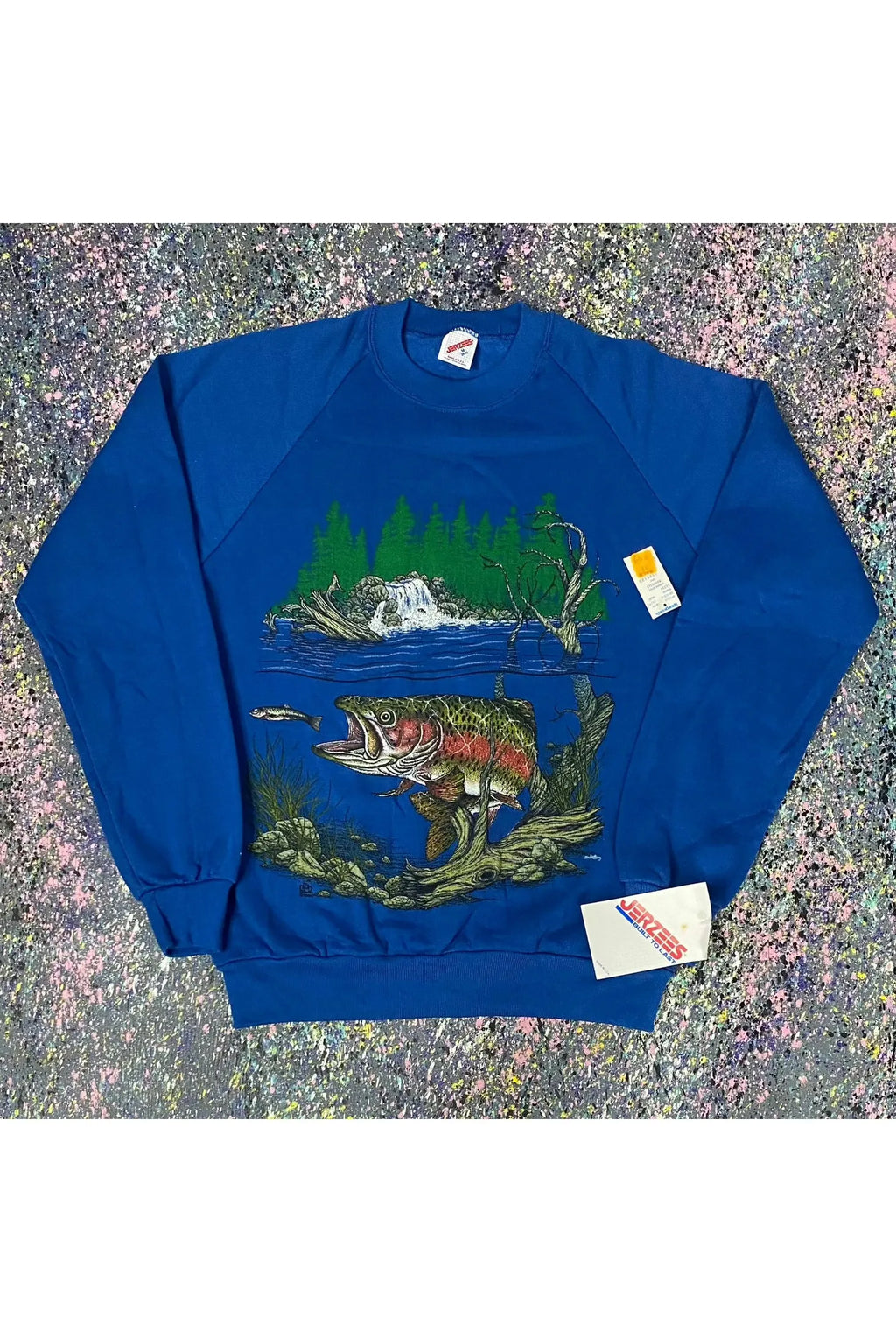 Vintage Deadstock Jerzees 1990 Fishing Nature Crewneck- M