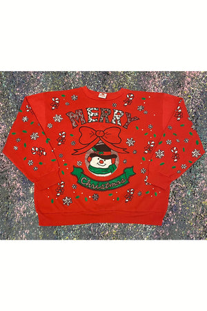 Vintage Holiday Time All Over Print Christmas Sweater- L