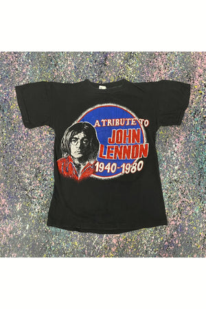 Vintage 80s The Beatles A Tribute To John Lennon Bootleg Tee- M