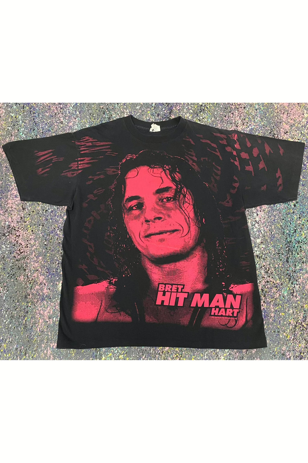 Vintage 1995 WWF Bret Hitman Hart All Over Print Tee- XL