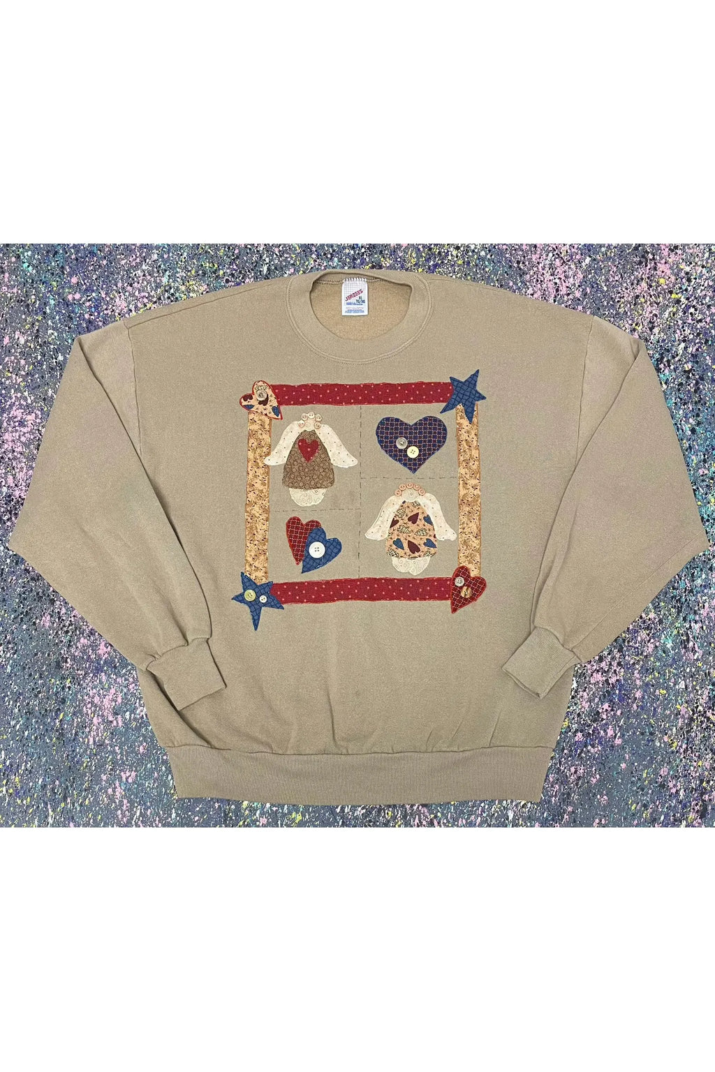 Vintage Jerzees Made In USA Stars & Hearts Crewneck- XL