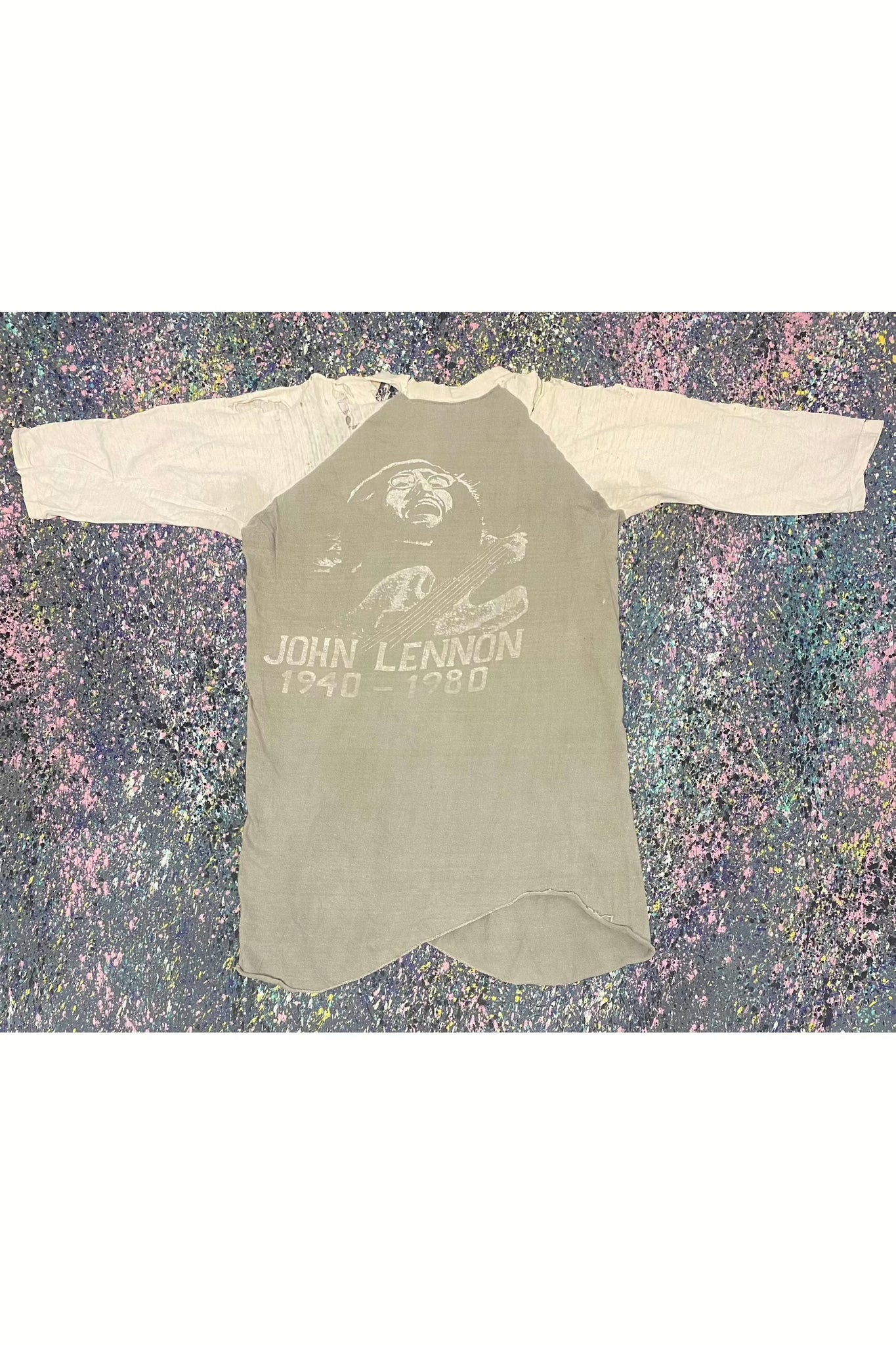 Vintage 80s The Beatles John Lennon Memorial 3/4 Sleeve Shirt- L