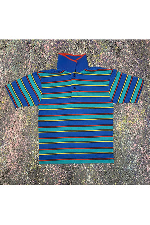 Vintage Single Stitched Electric Kids Striped Polo- Size 6
