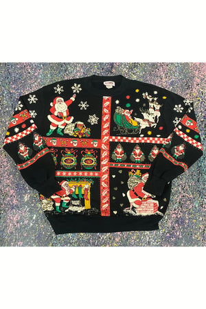 Vintage Nutcracker All Over Print Christmas Sweater- M